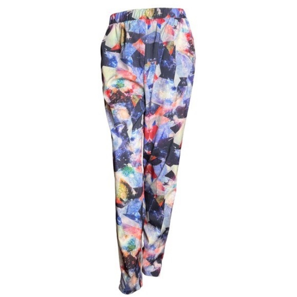 Minimum Preno Pants Abstract Galaxy Print Elastic Waist Pockets Art To Wear 38